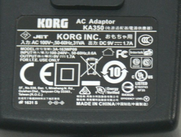 KORG 電源アダプター KA350 動作ＯＫ_画像2