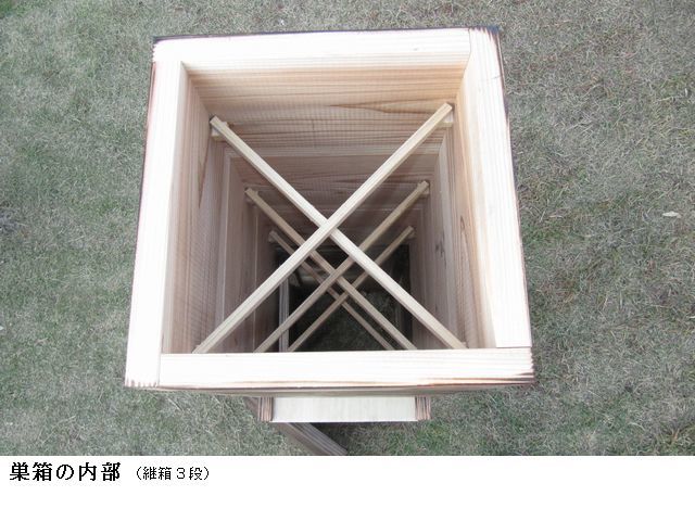 (Bセット）日本蜜蜂（みつばち）　重箱式巣箱　観察窓付き巣箱セット（４段構成）／蜜蝋付き／_画像5