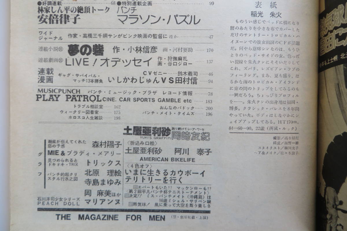 9058 週刊平凡パンチ 昭和56年 8月10・17日発行 NO.873 合併特大号 1981年 稲光朱火 土屋亜利砂 森村陽子 岡崎友紀 阿川泰子 最終出品_画像3