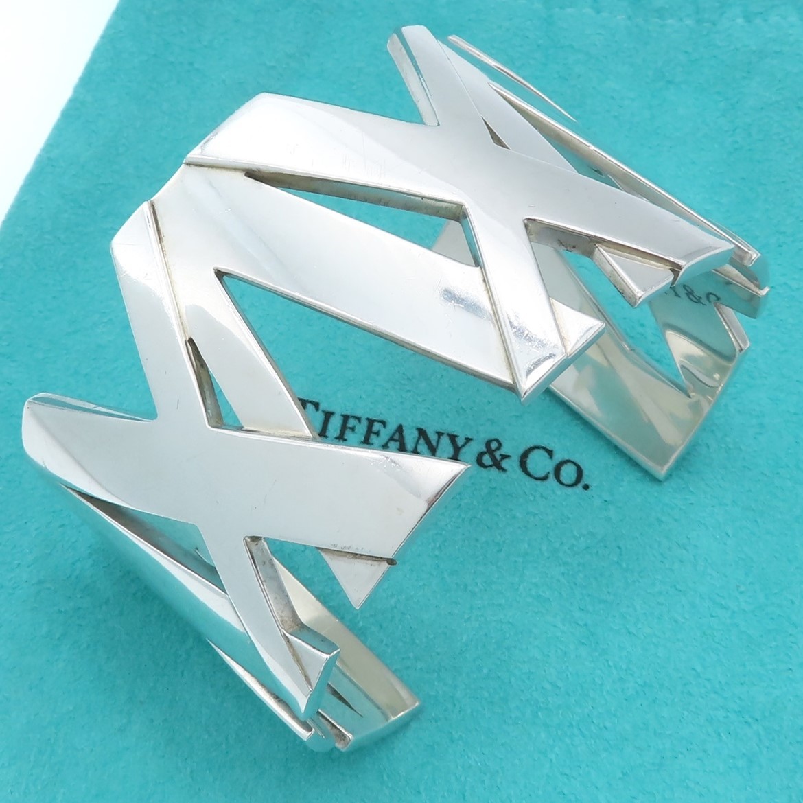 【送料無料】 極希少 Tiffany&Co. ティファニー エクストラ ラージ アトラス シルバー カフ バングル AG925 SV ブレスレット HM7_画像4