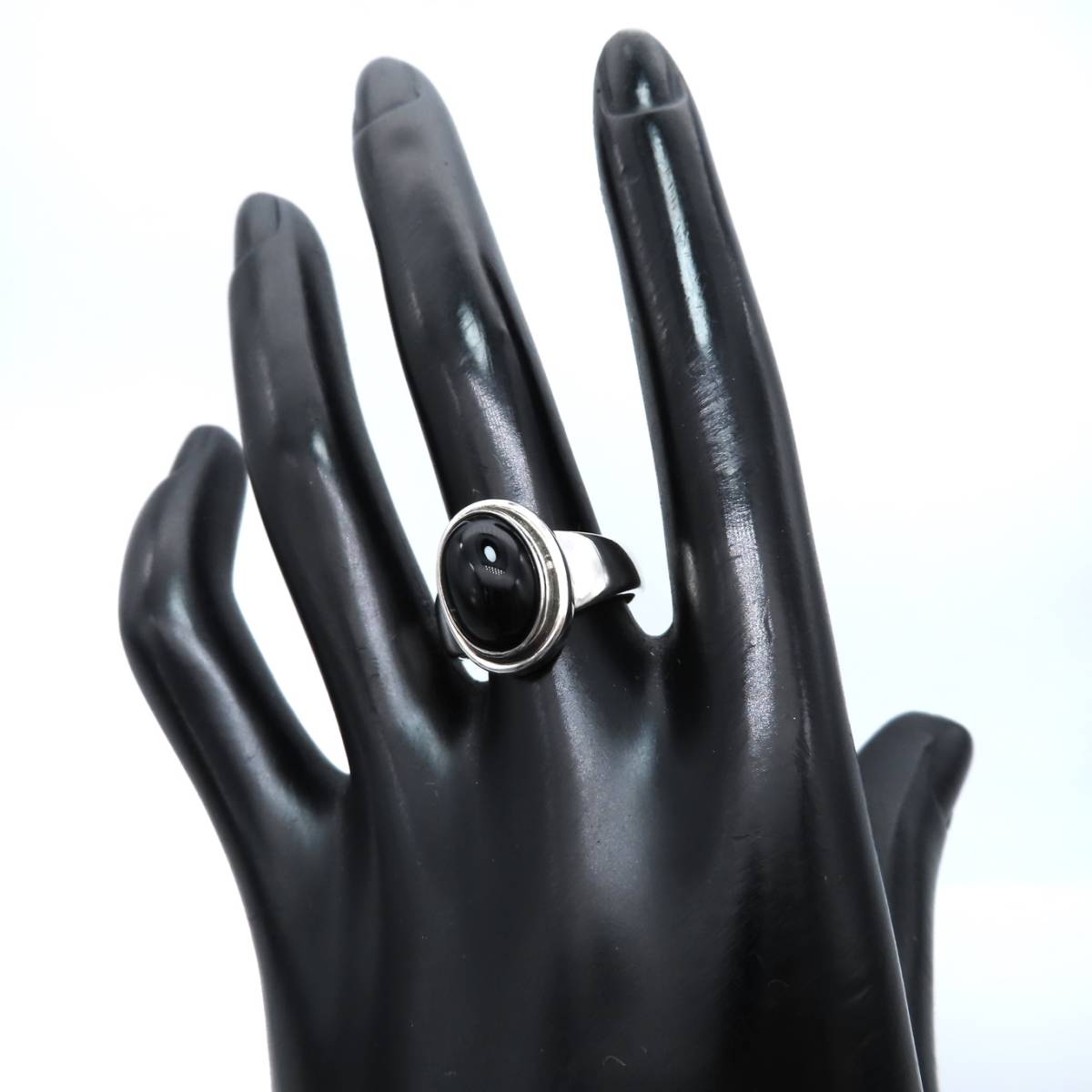 【送料無料】希少 美品 GEORG JENSEN ジョージ ジェンセン ヘマタイト シルバー リング 14号 SV925 46B 指輪 ブラック メンズ KM9の画像3