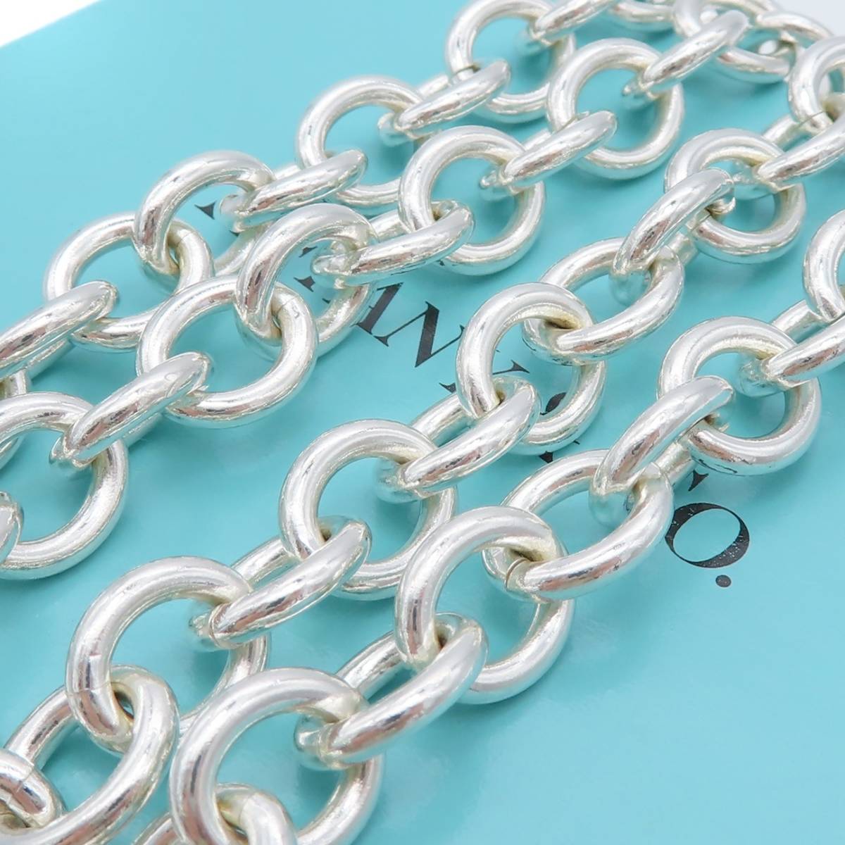 [ free shipping ] ultimate rare beautiful goods Tiffany&Co. Vintage Tiffany toggle long doughnuts chain silver necklace SV925 HD70