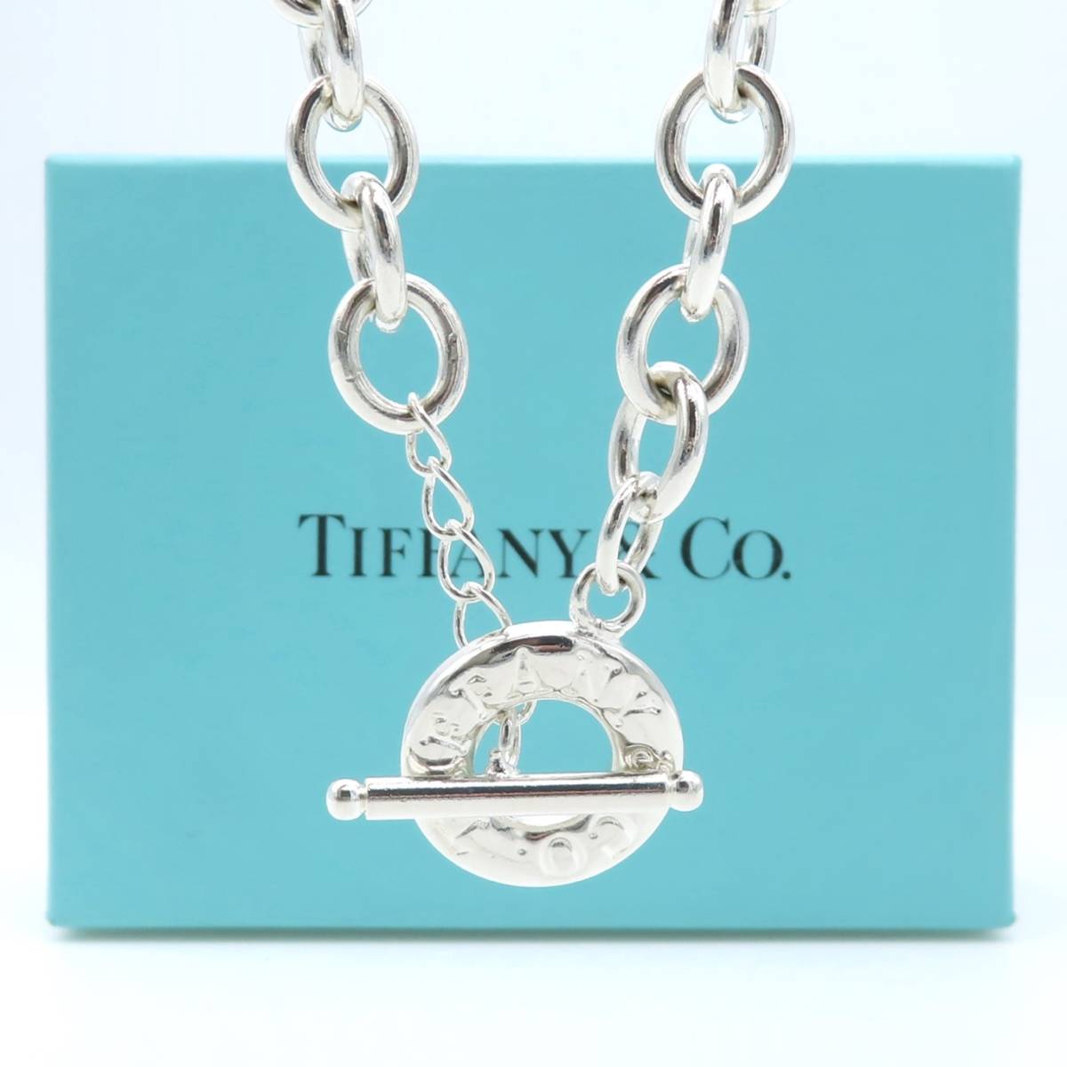 [ free shipping ] ultimate rare beautiful goods Tiffany&Co. Vintage Tiffany toggle long doughnuts chain silver necklace SV925 HD70