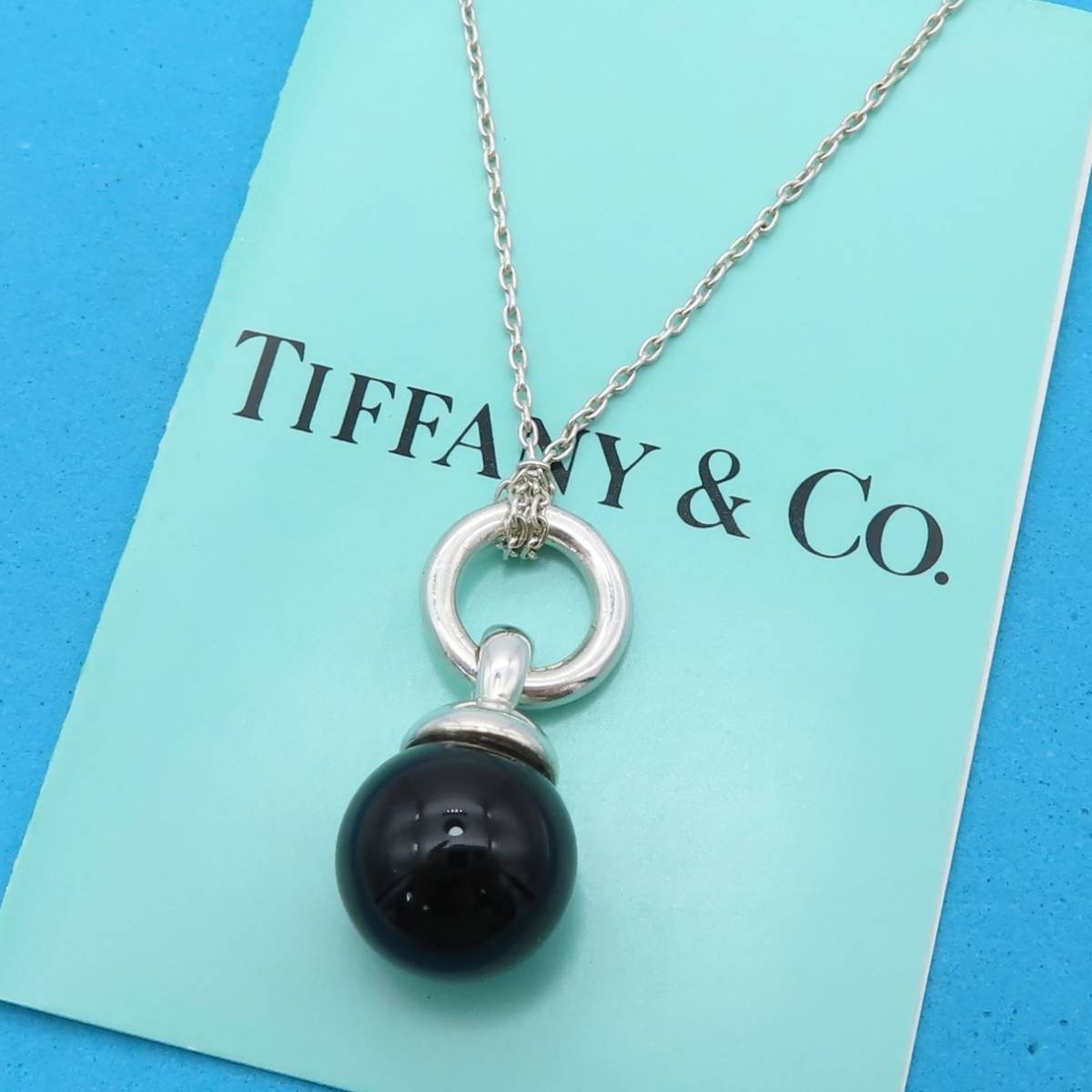 【送料無料】 希少 美品 Tiffany&Co. ヴィンテージ ティファニー オニキス ボール シルバー ネックレス SV925 ブラック RP37