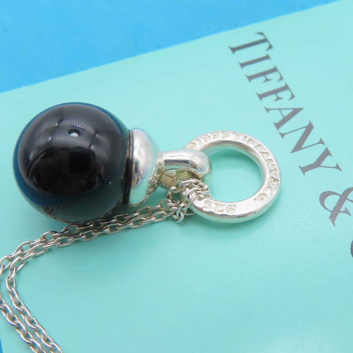 【送料無料】 希少 美品 Tiffany&Co. ヴィンテージ ティファニー オニキス ボール シルバー ネックレス SV925 ブラック RP37_画像2