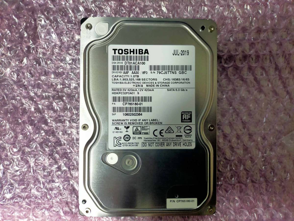 TOSHIBA 1TB(1000GB) HDD DT01ACA100 3.5インチ CrystalDiskInfo正常 