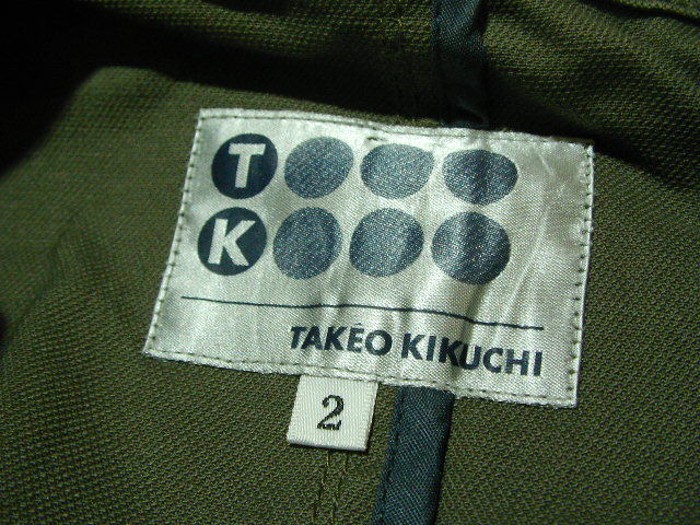 ssy8151 TAKEO KIKUCHI Takeo Kikuchi хлопок жакет хаки Brown # 3. кнопка # одноцветный стрейч casual размер 2/M