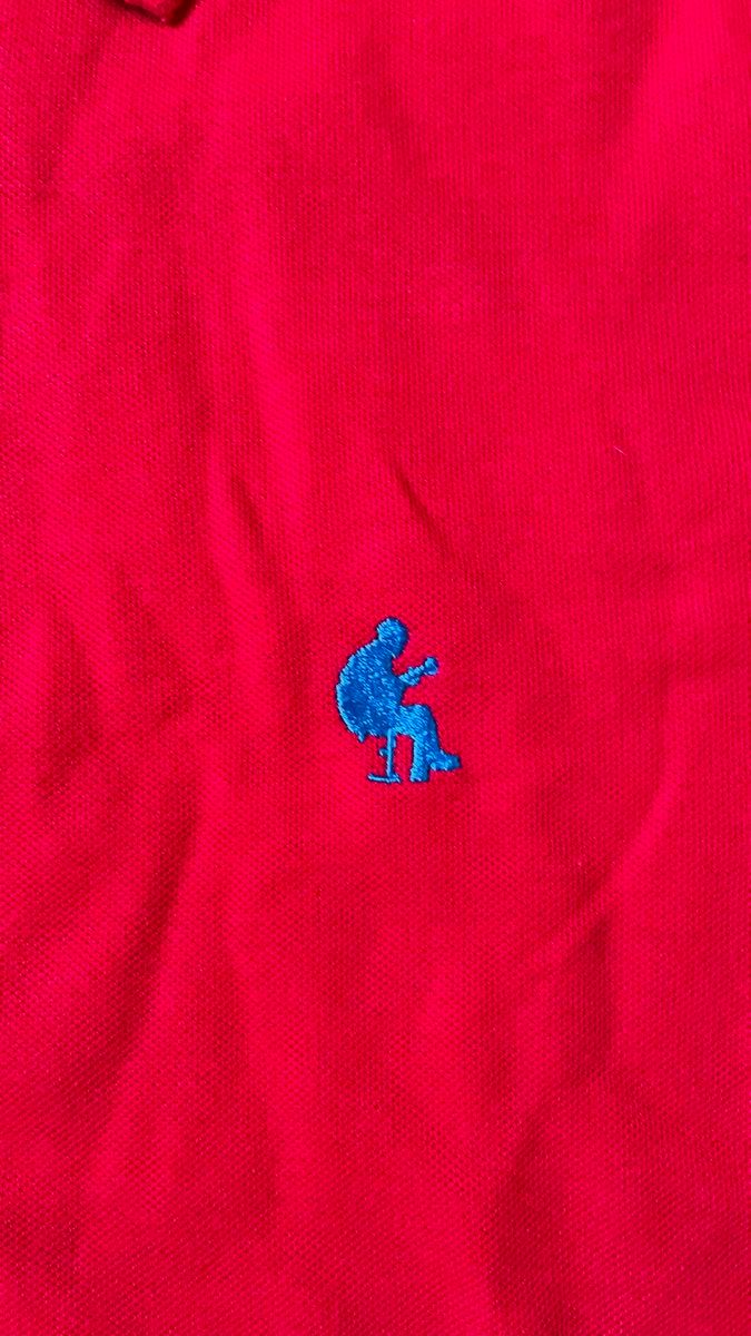 小沢健二　ポロシャツ　赤　レッド　水色ロゴ