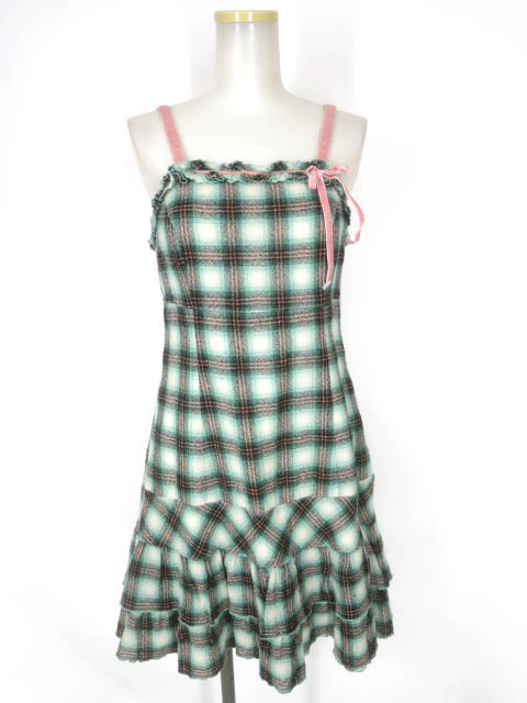 Emily Temple cute check pattern no sleeve One-piece / Emily Templecute [B59018]