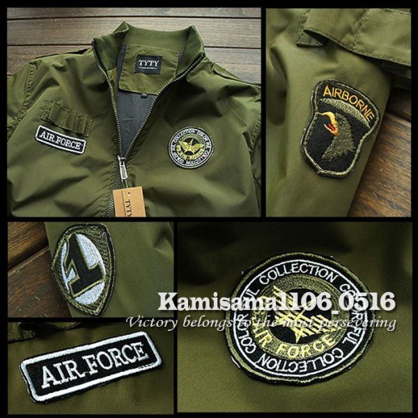 G484※XXL→XL程度★新品 春夏*Air Force*MA-1ワッペン 薄手 フライトジャケット ブルゾン ナイロン ジャンパー_画像3