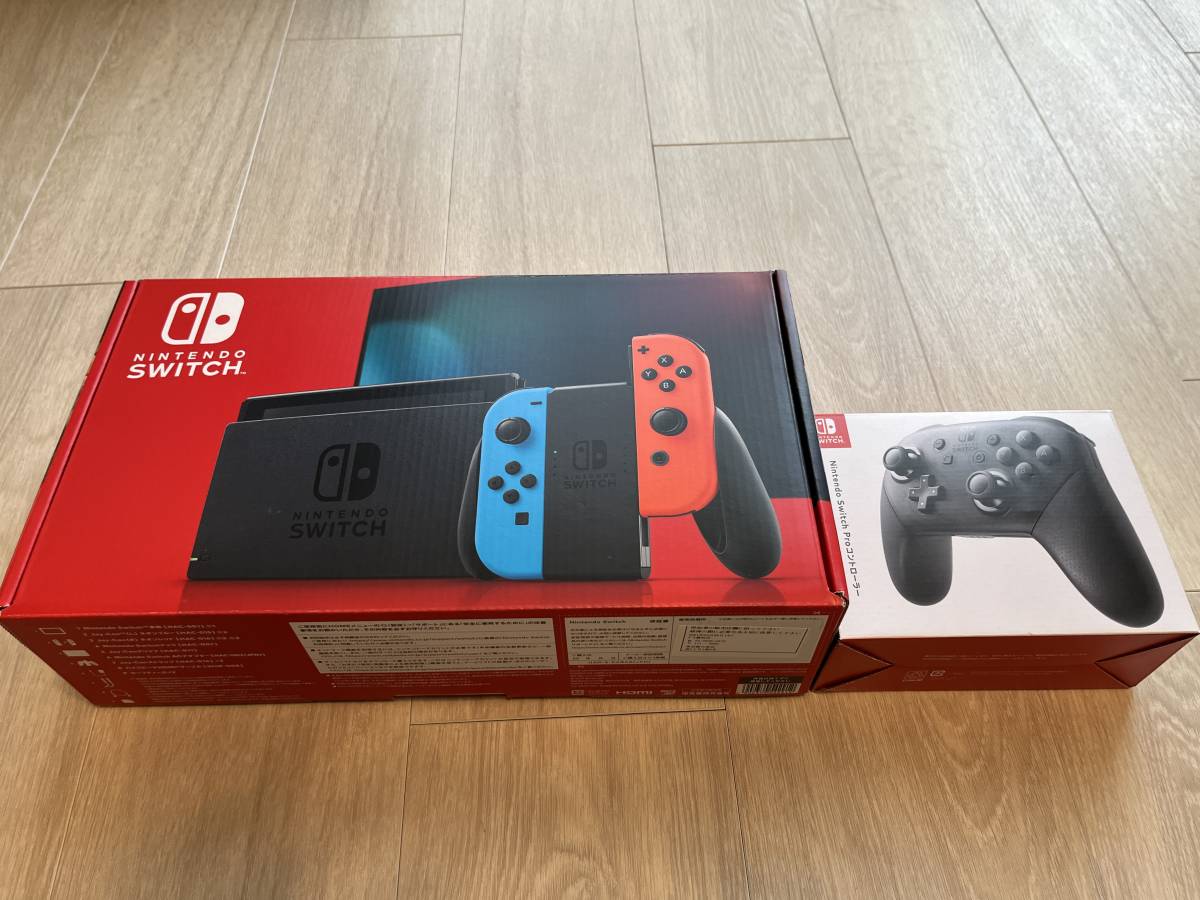 【美品】【延長保証期間内】Nintendo Switch Joy-Con （L）ネオンブルー/（R）ネオンレッド HAD-S-KABAA　プロコン付き