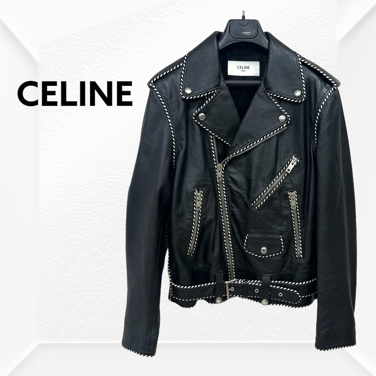 CELINE セリーヌ 19AW セリーヌバイエディスリマン カーフスキン ベイカー ダブルライダースジャケット メンズ 2E349599E_画像1