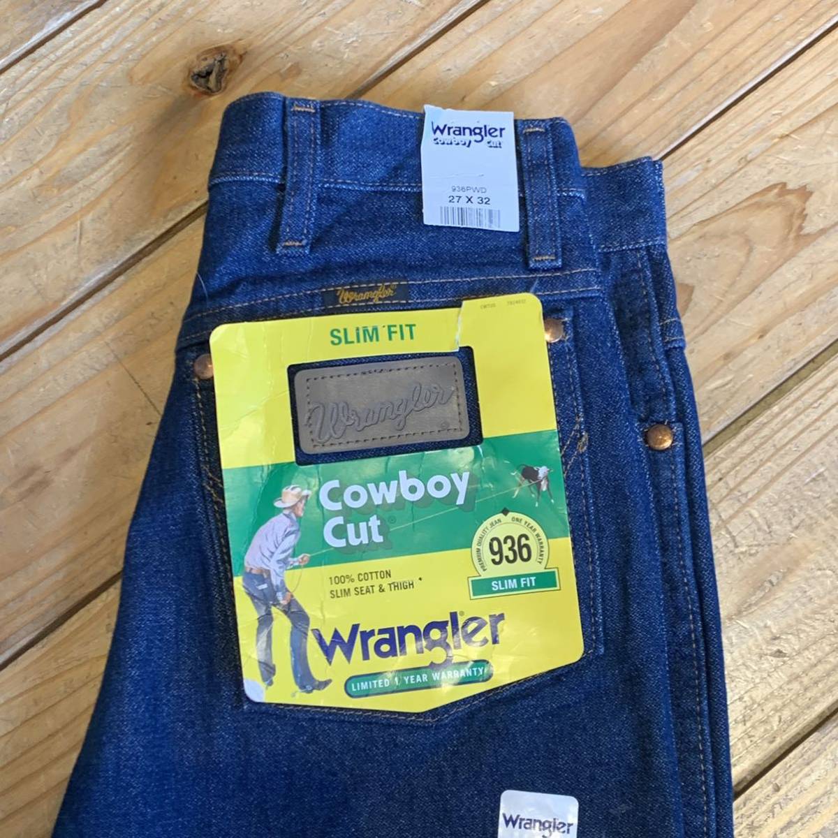 新品 Wrangler ラングラー デニム ジーンズ メンズ W27L32 インディゴ アメカジ アウトドア 古着 アメリカ仕入 タグ付き未使用品 P1178_画像1