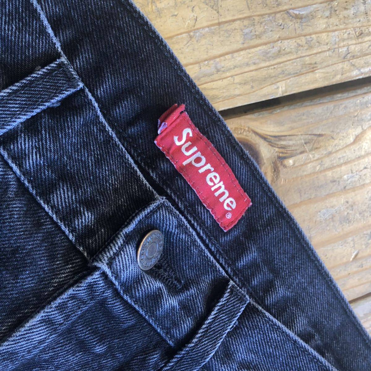 USA古着 Supreme シュプリーム ブラックデニム ジーンズ サイズ 32 ストリート ファッション スケボー MADE IN USA アメリカ仕入 P1163の画像4