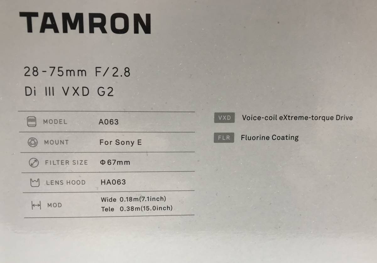 TAMRON 28-75mm F/2.8 Di III VXD G2 タムロン【ソニーEマウント】動画撮影に【送料無料】_画像5