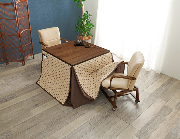  high type height legs kotatsu set kotatsu 90 centimeter angle ( square )+ chair 2 legs. 3 point set SHERUTA dark brown color 