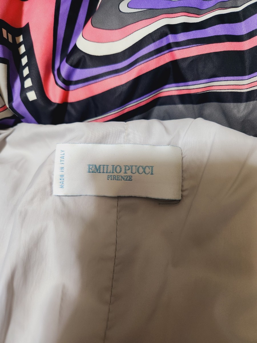  Emilio Pucci пуховик лиловый розовый Logo капот down 100%ga- Lee elegant взрослый симпатичный Celeb Италия производства 