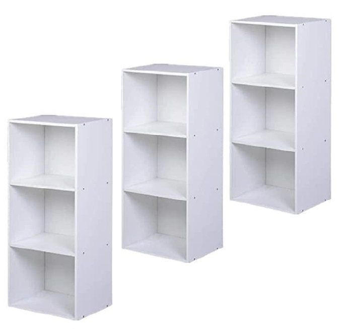 カラーボックス 収納ボックス 3段 3個セット (ホワイト)　白　３段ボックス　教科書　おもちゃ　TVラック　プリンターラック　木製_画像1