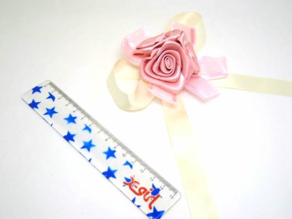  rose 3 wheel ribbon corsage pink 