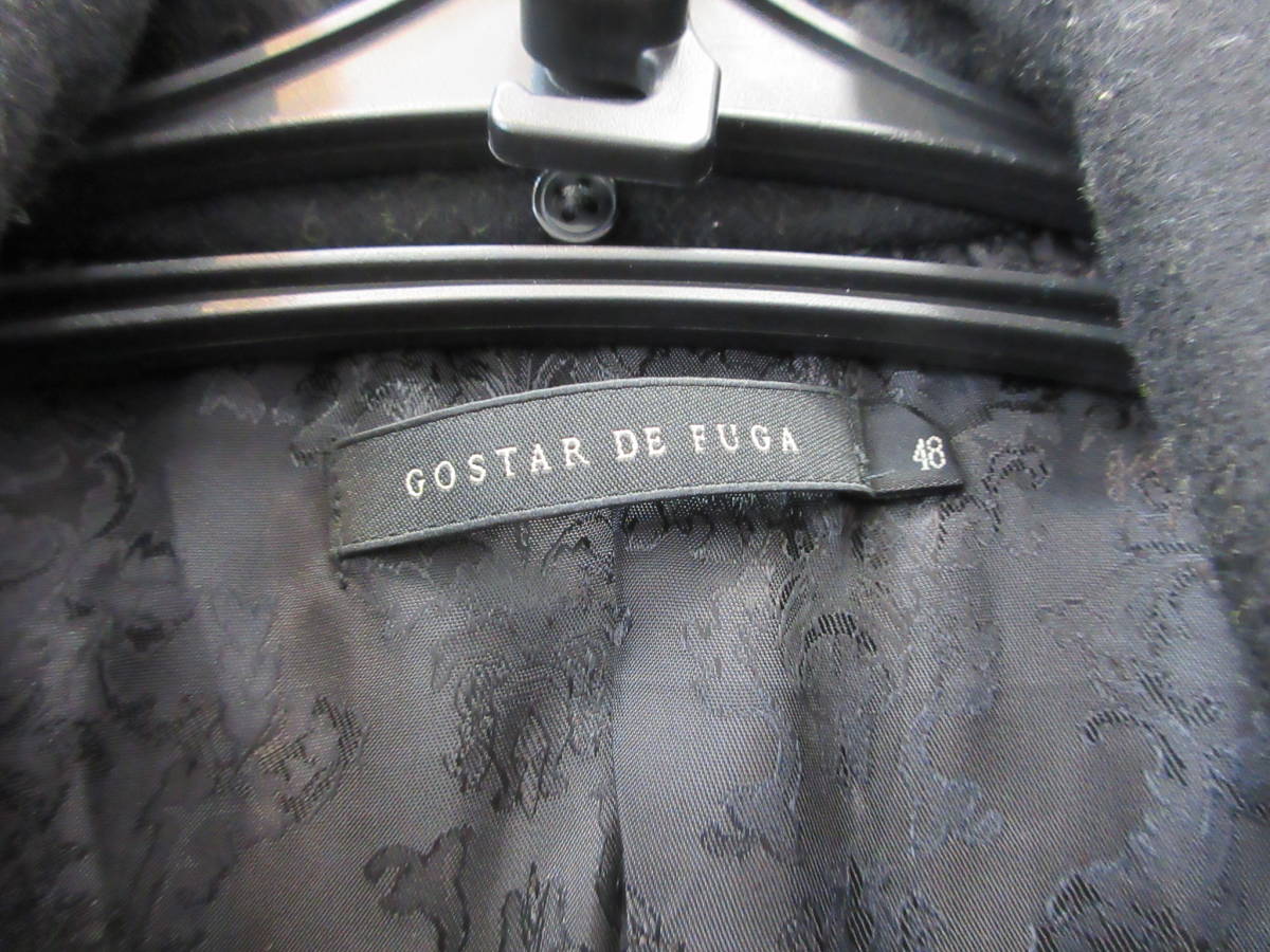 12201-6 中古 整理品 GOSTAR DE FUGA ゴスタールジフーガ コート サイズ48 ブラック メンズ ハーフ ピーコート アウター 上着 防寒_画像3