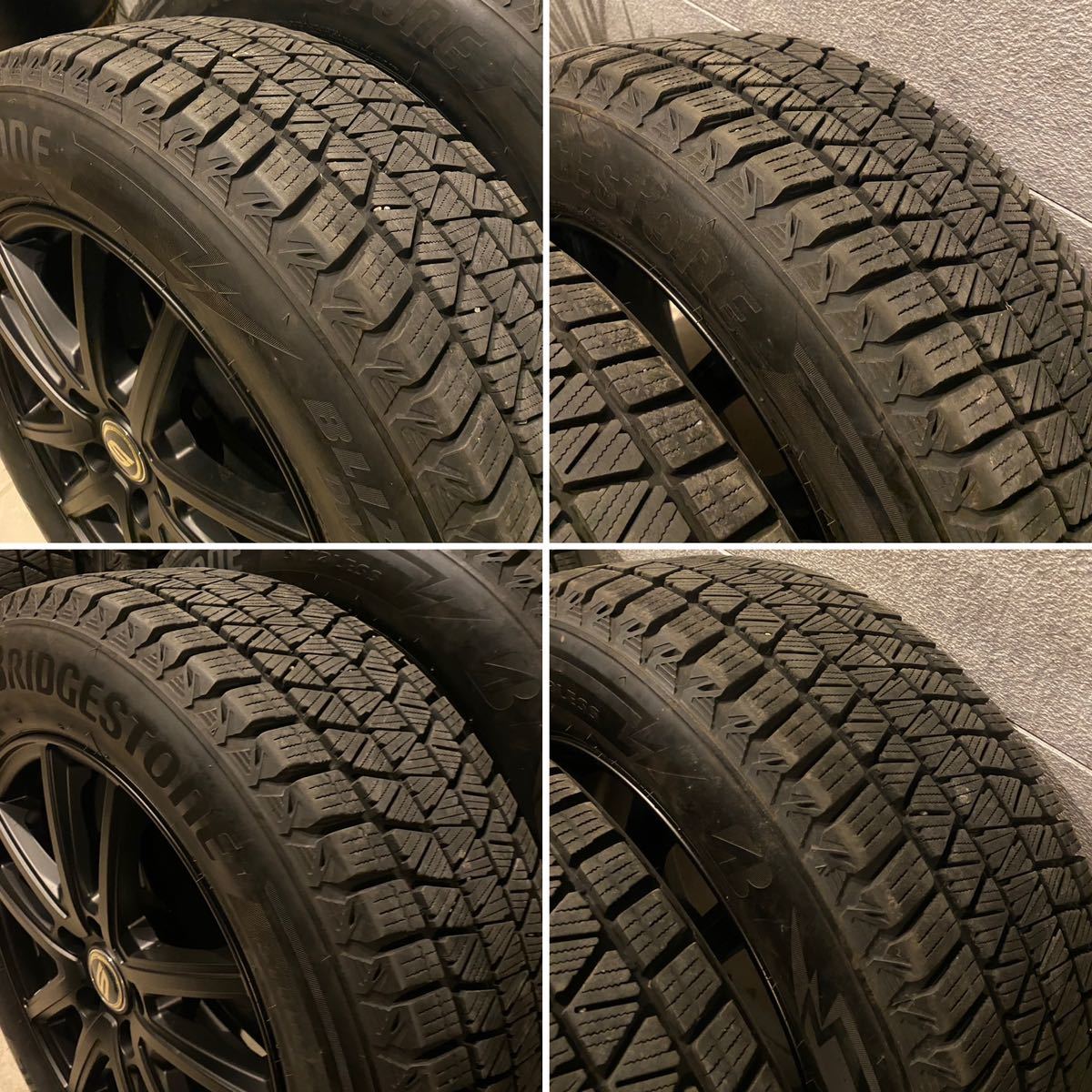 超超バリ山！2020年製17インチアルミ&スタッドレス4本 約9分山 225/65R17 PCD114.3/5穴7J+38 マットブラック BLIZZAK DM-V3 デリカD:5_画像10