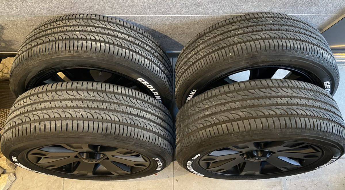 超超バリ山！2019年製 三菱デリカD:5純正18インチアルミ&タイヤ4本 約9分山 225/55R18 7J+38 PCD114.3/5 マットブラック ホワイトレターの画像4