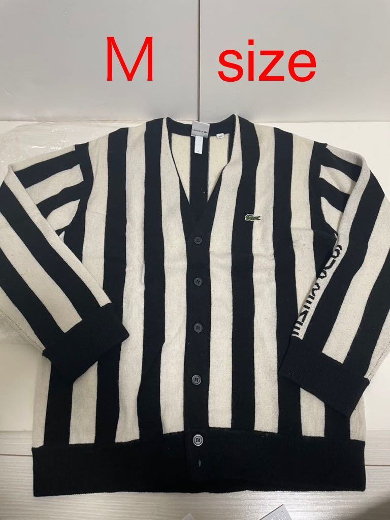 supreme lacoste stripe cardigan black m size シュプリーム ラコステ カーディガン ストライプ 黒  海外購入 正規品 ニット セーター