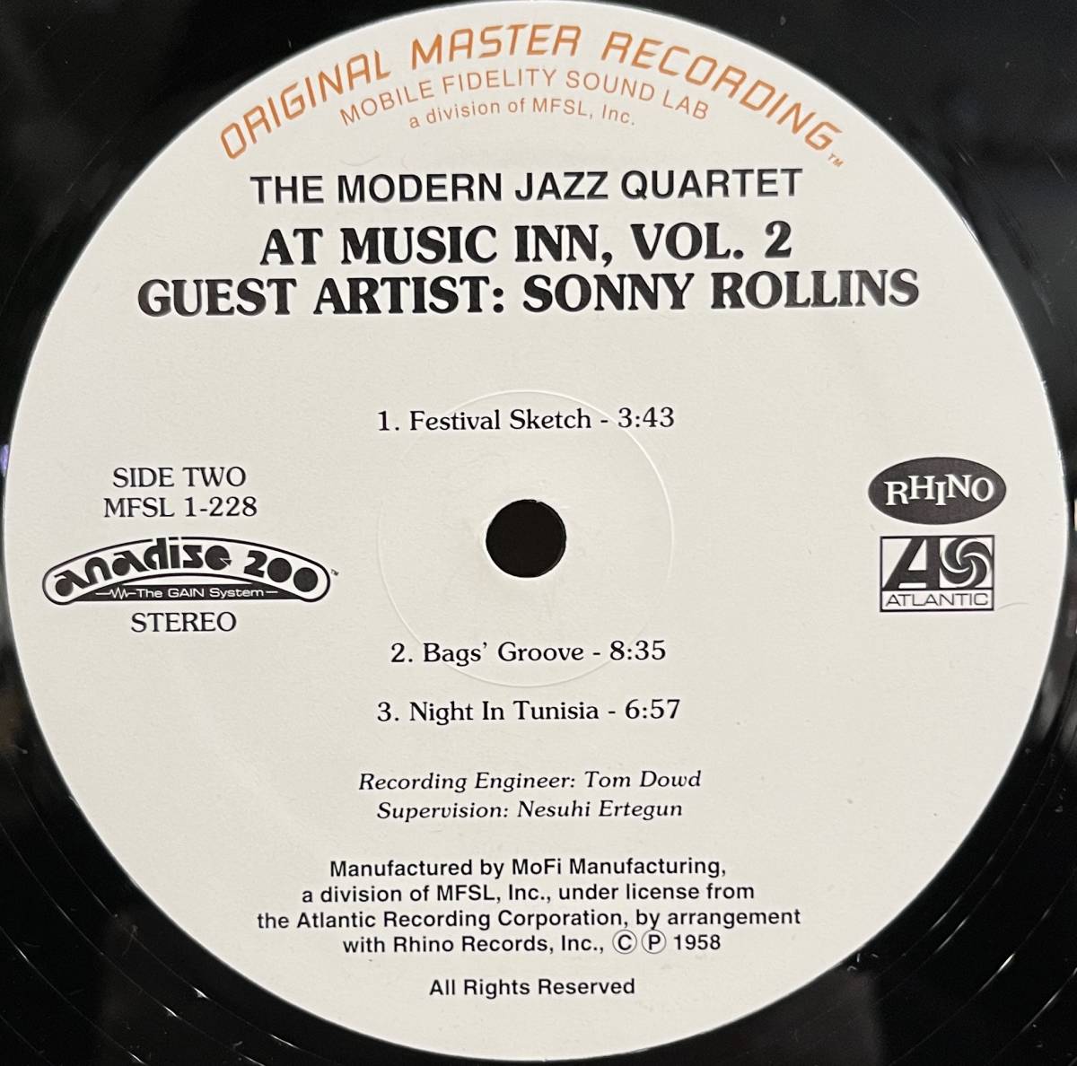 ■ナンバリング入!高音質盤/LP■The Modern Jazz Quartet at Music Inn Vol. 2 Sonny Rollins ソニー・ロリンズ (MFSL 1-228)※A面キズ有の画像3