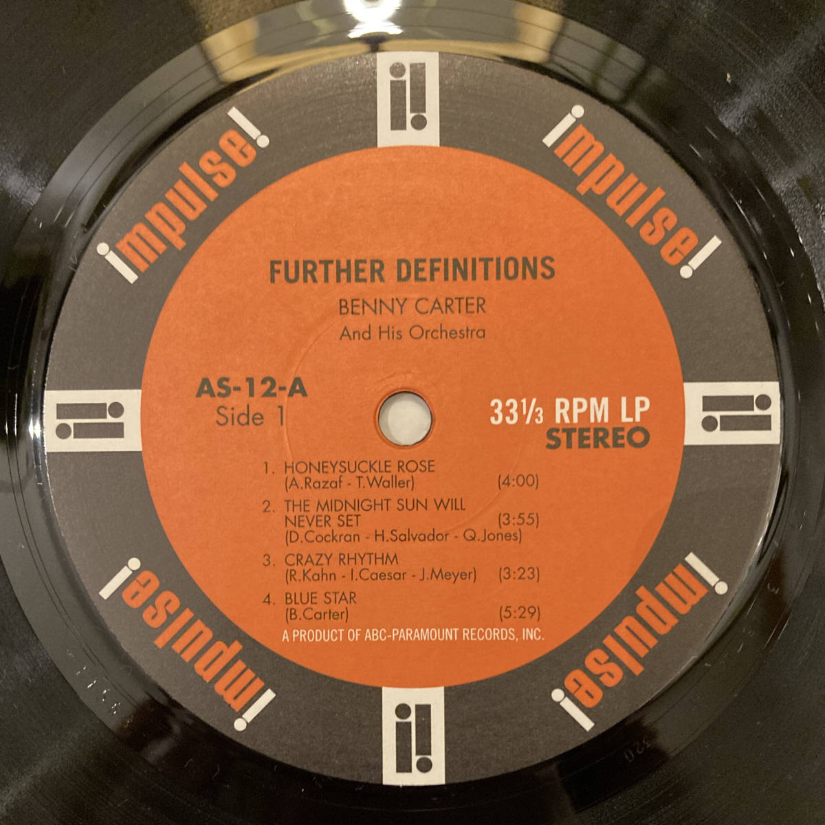 ■ジャズLP■ Benny Carter And His Orchestra ベニー・カーター / Further Definitions AS-12 Impulse_画像5
