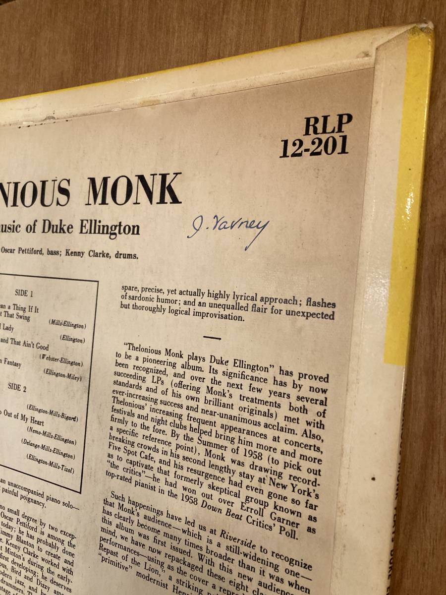 ■ジャズLP■ Thelonious Monk セロニアス・モンク / Thelonious Monk Plays Duke Ellington デューク・エリントン_画像4