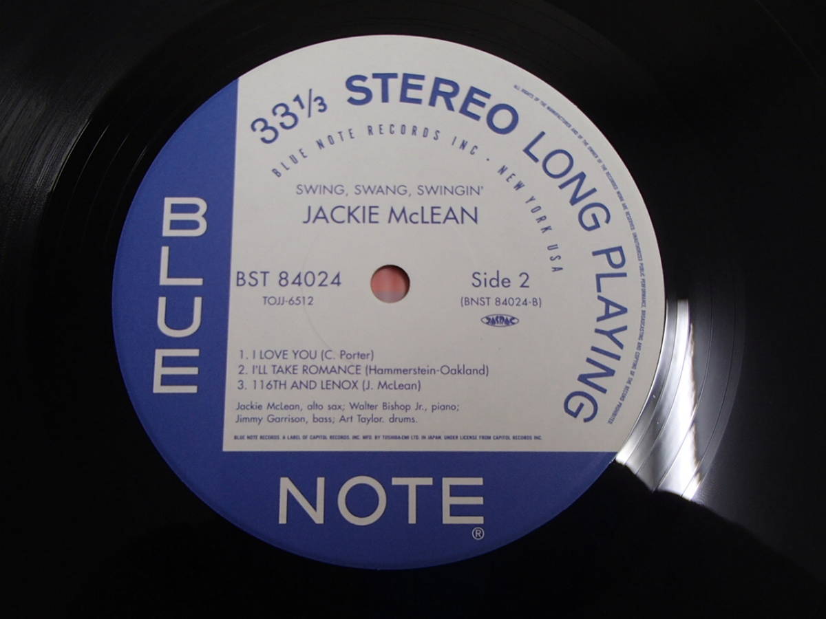 ブルーノート　国内盤　BST4024　６５周年　JACKIE McLEAN　マクリーン　SWING SWANG SWINGIN'　180ｇ重量盤　小鐵カッティング　極美盤_画像7