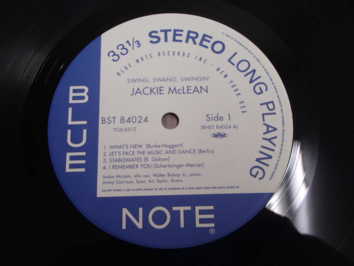 ブルーノート　国内盤　BST4024　６５周年　JACKIE McLEAN　マクリーン　SWING SWANG SWINGIN'　180ｇ重量盤　小鐵カッティング　極美盤_画像5