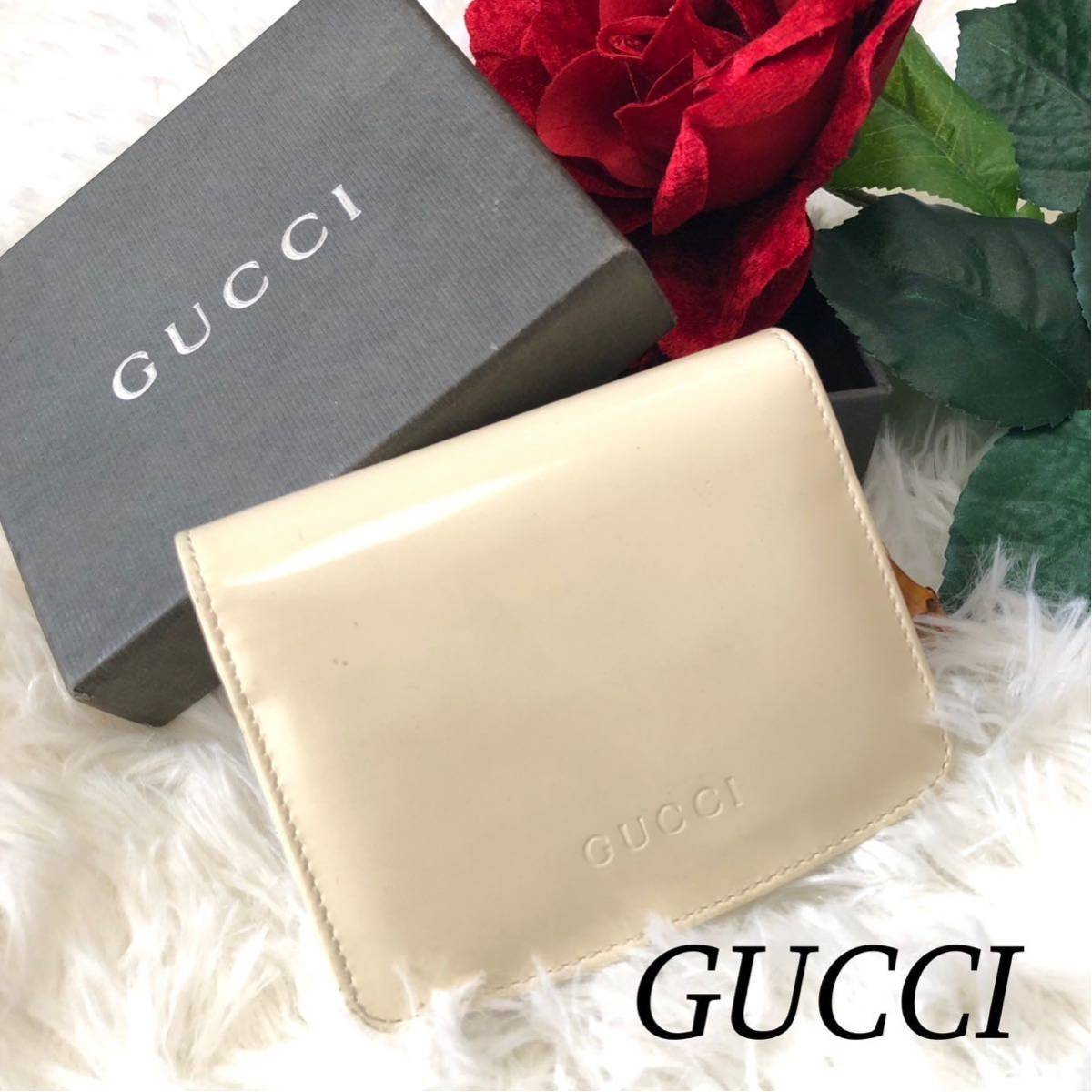 GUCCI グッチ メンズ 男性 紳士 ミニ財布 コインケース 小銭入れ ウォレット スマート アイボリー お洒落 シンプル かっこいい_画像1