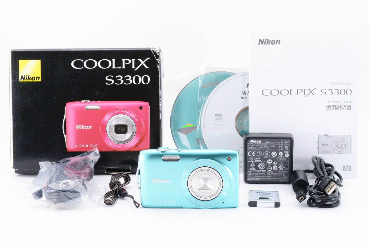 ★極上品★ニコン Nikon COOLPIX S3300 ミントグリーン ★元箱・付属品多数★ LL980#959