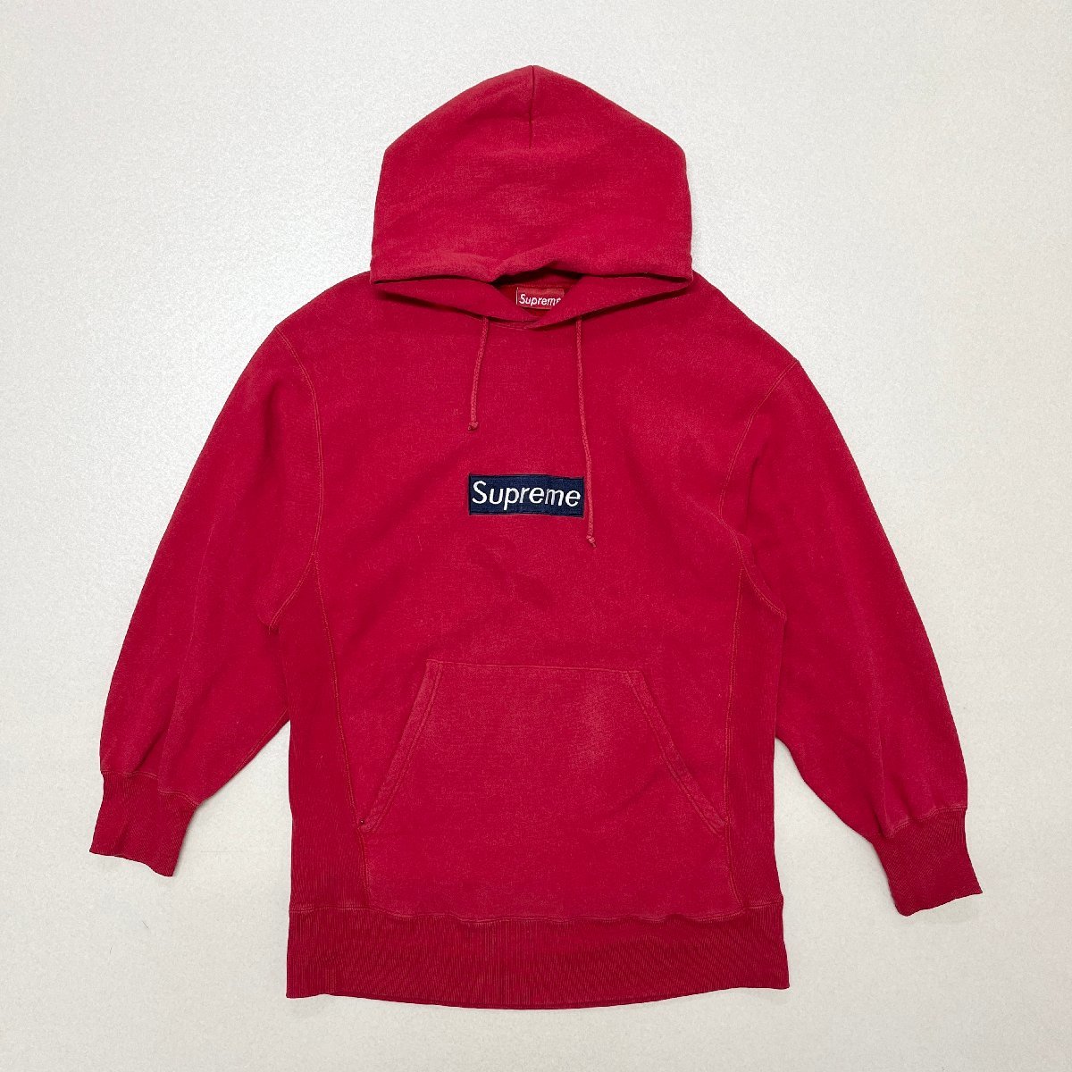 ●90s初期 Supreme シュプリーム パーカー フーディー ボックスロゴ 刺繍 裏起毛 プルオーバー USA製 レッド メンズ サイズL 0.78㎏●_画像1