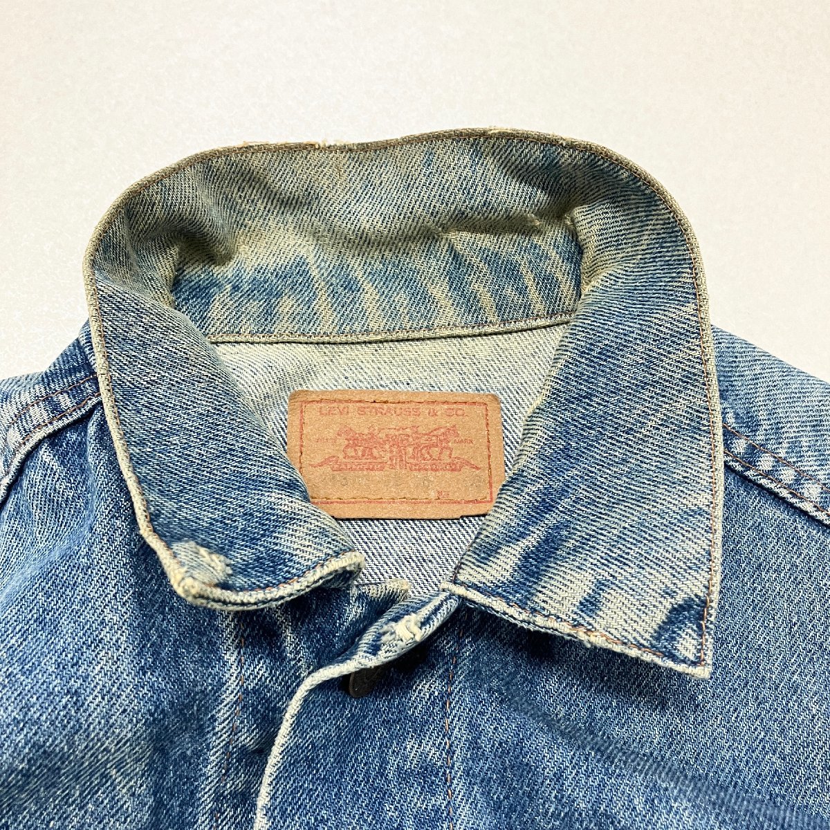 ●ヴィンテージ Levi's リーバイス デニムジャケット Gジャン 刻印276 スモールe 小パッチ 綿100% フランス製 ブルー系 メンズ 0.87kg●_画像8