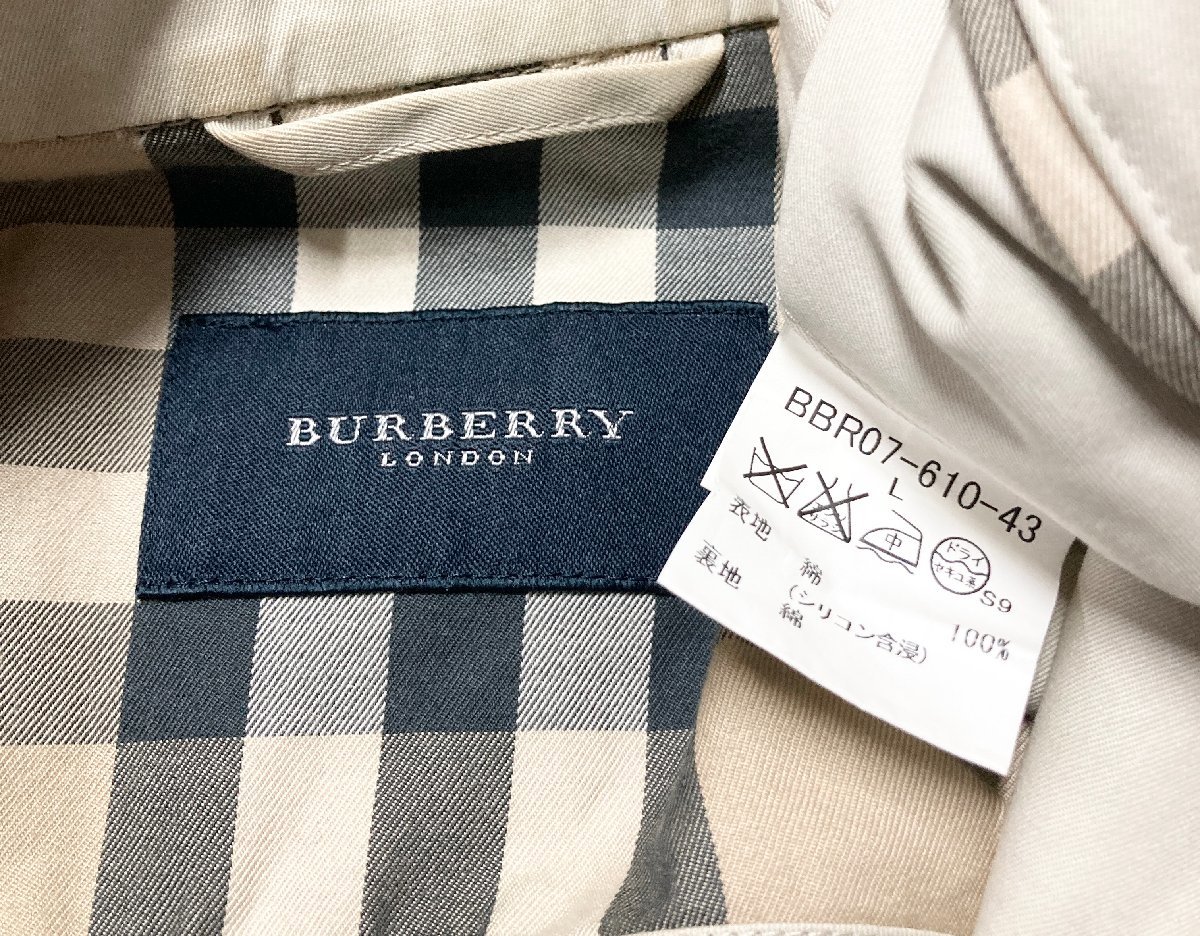 ★BURBERRY LONDON バーバリー ロンドン コート ブルゾン ジップ ベージュ サイズL 三陽商会 アウター メンズ 0.6kg★_画像7