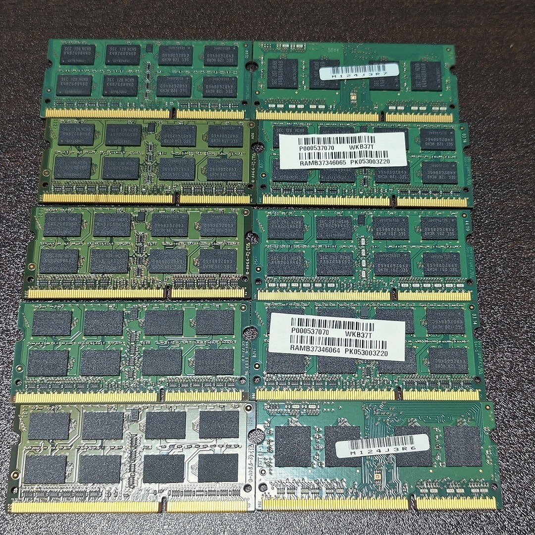 【Samsung】サムスン DDR3 4GB メモリ 10枚セット/4GBⅹ10枚 PC3-10600/ノートパソコン用メモリ/動作確認済み/中古_画像2