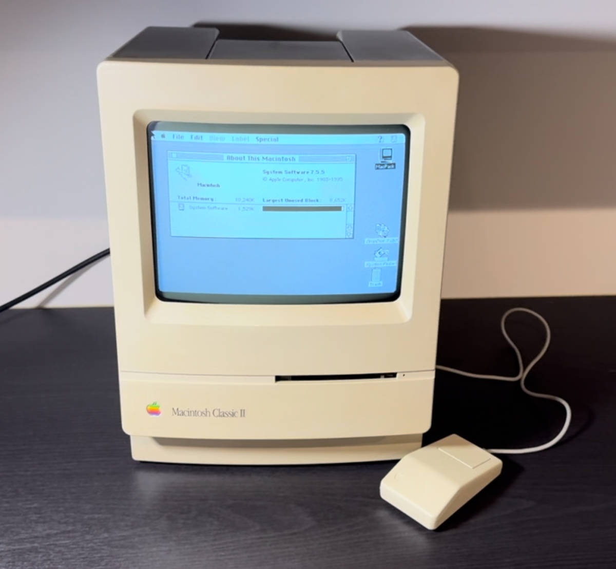 Apple Macintosh Classic II　+　BlueSCSI　+　マウス　+　FPUカード　メンテナンス済み・動作・美品_画像1