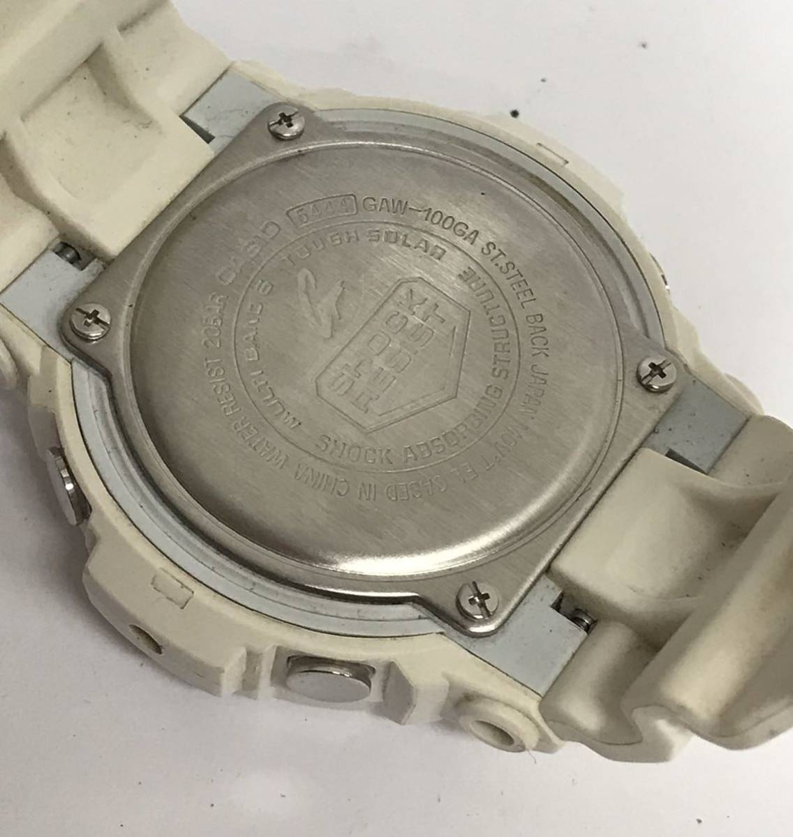 ★ CASIO G-SHOCK PROTECTION GAW-100GA カシオ ジーショック ホワイト タフソーラー 電波 動作品 0110-5_画像7