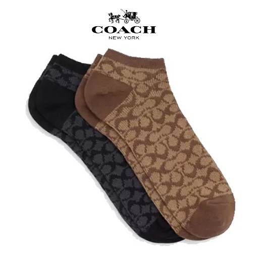 * new goods / regular goods *[COACH*CK702] Coach socks 2 pairs set [ signature ankle socks ] regular price 11,000 jpy storage bag attaching prompt decision!!
