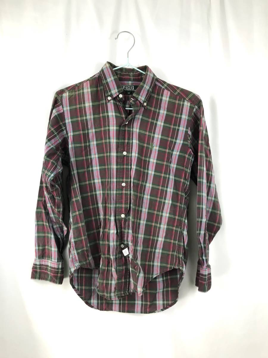 ラルフローレン　チェックシャツ　メンズ　トップス　ネルシャツ　チェック柄　サイズ14　　JTB-155_画像2