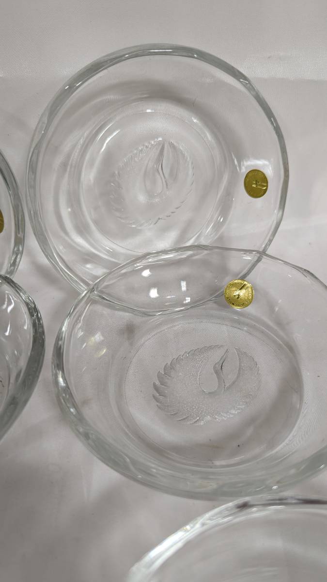 【H000】 HOYA クリスタル ガラス皿 飾り皿 鶴柄 未使用 箱無し_画像3