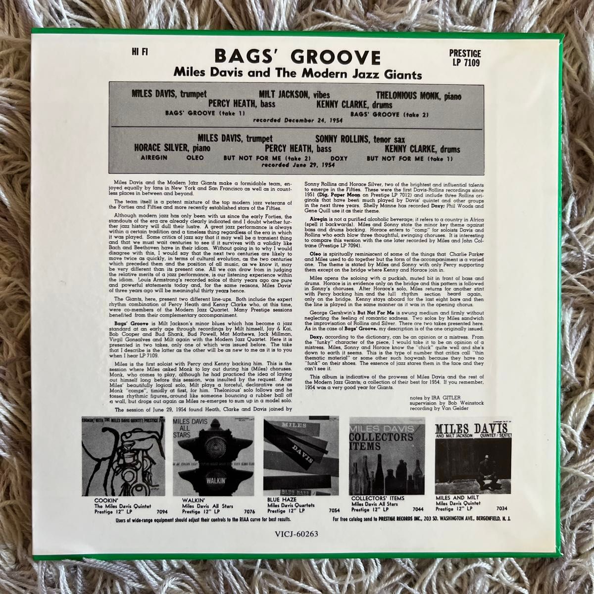 miles davis  bags groove  マイルス・デイビス　バグス・グルーヴ　国内盤CD 紙ジャケット　貴重盤