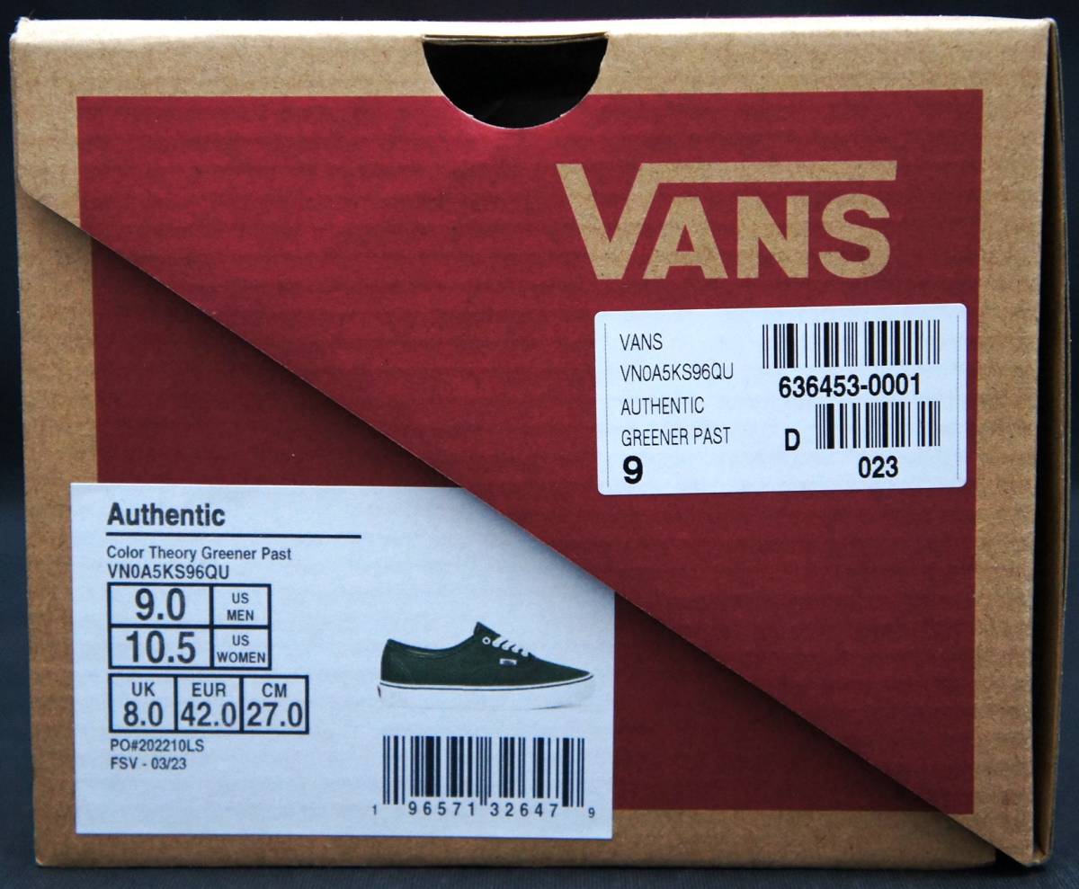 SALE![ new goods ]US9 27cm VANS Vans AUTHENTIC authentic GREENER PAST domestic regular goods 