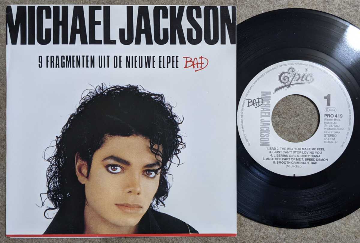 Michael Jackson-9 Fragmenten Uit De Nieuwe Elpee BAD★蘭プロモ・オンリー片面7"_画像1