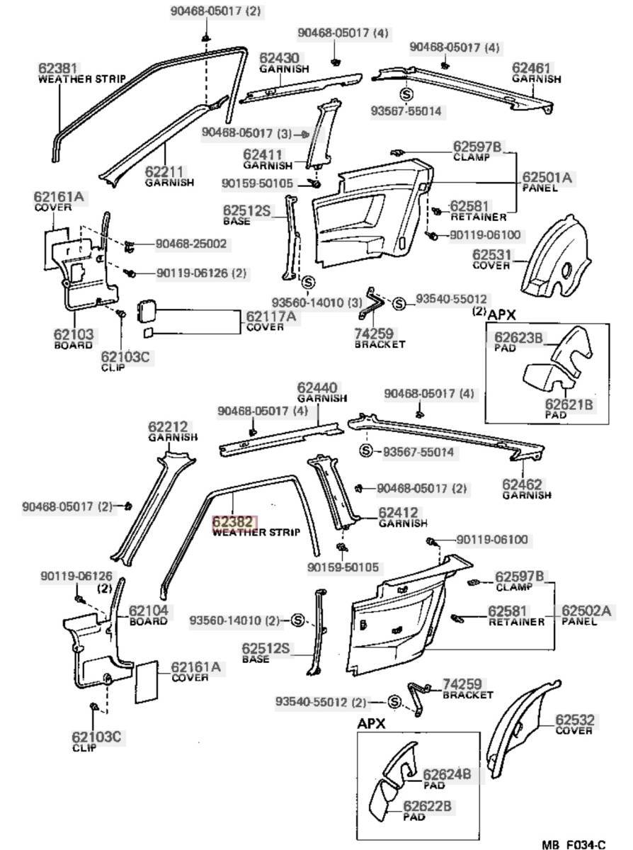 ★未使用 トヨタ純正 AE86 85 ルーフサイド ウエザーストリップ 左右セット レビン トレノ ルーフサイドレール ウエザーゴム LEVIN TRUENO_画像2