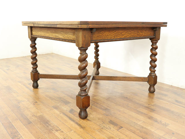 ツイストレッグ　伸長式ダイニングテーブル　4本脚　ドローリーフテーブル　イギリスアンティーク家具　アンティークフレックス　58809_画像5