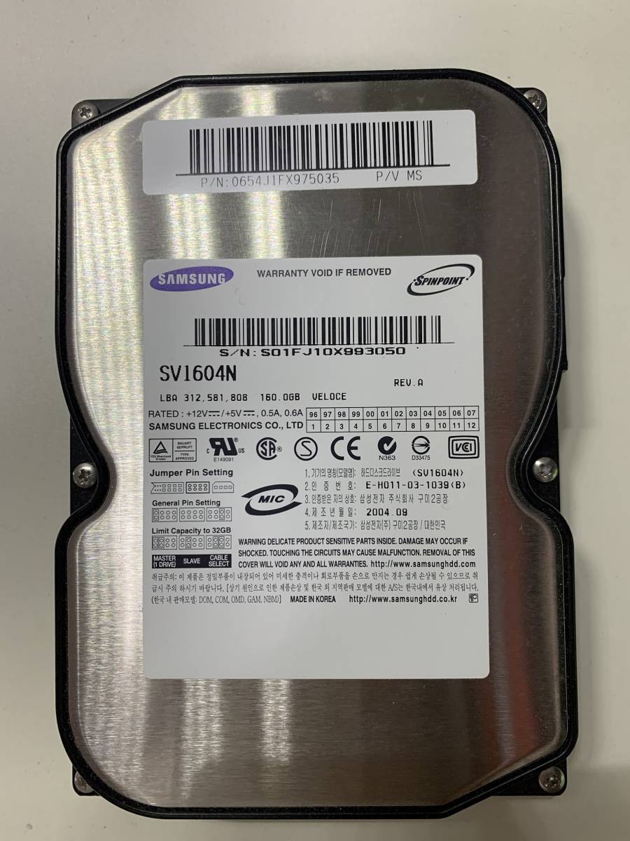 SAMSUNG 内蔵HDD 160GB IDE(U-ATA)接続 SV1604N サムスン_画像1