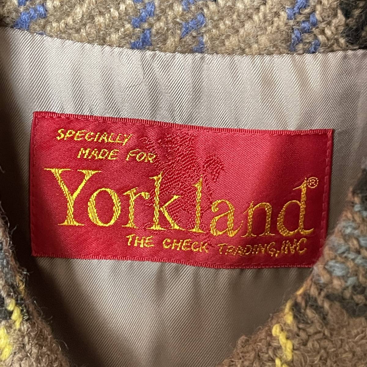 【極美品】Yorkland ヨークランド ステンカラーコート チェック柄 茶